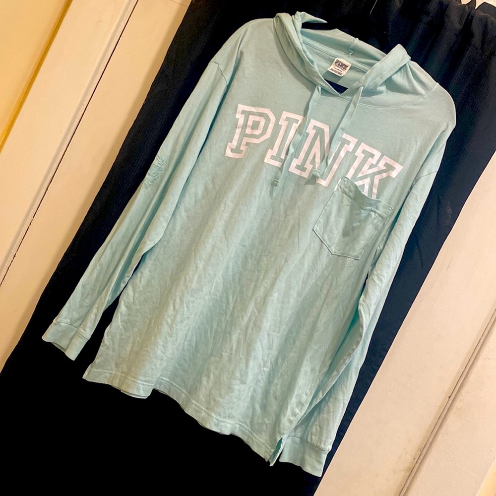 Pink size large - long sleeve with hood